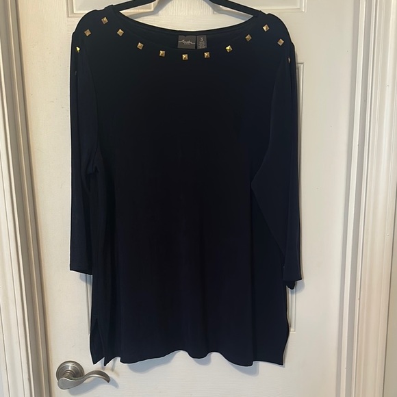 Chicos travelers navy studded tunic large (Chicos size 3) - Picture 1 of 5